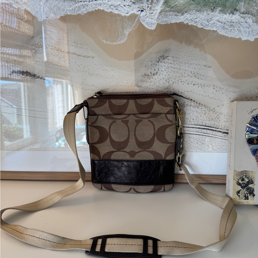 Coach Tan and Black Crossbody Bag